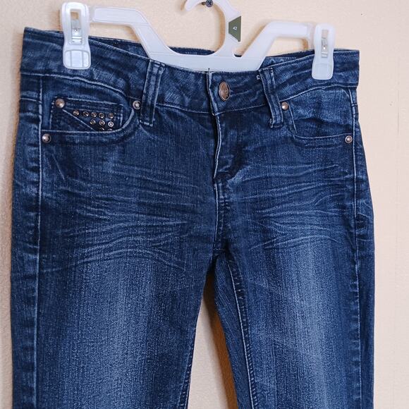 Red Camel Ava Jeans Womens Junior Size 5 Blue Skinny Embellished Low Rise Denim - Picture 3 of 10